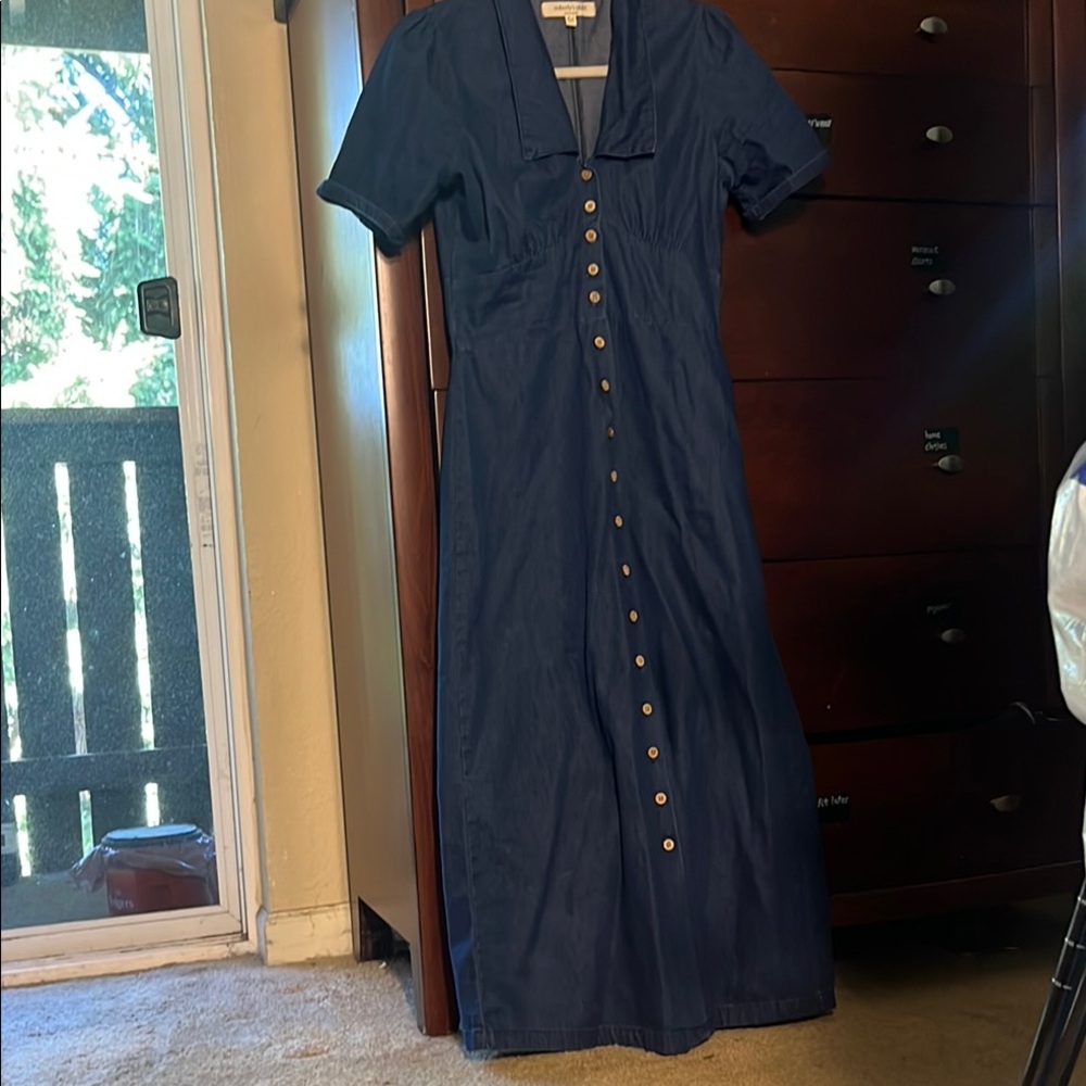 Nobody’s child Deep Blue Button-Down short Sleeve Denim Dress